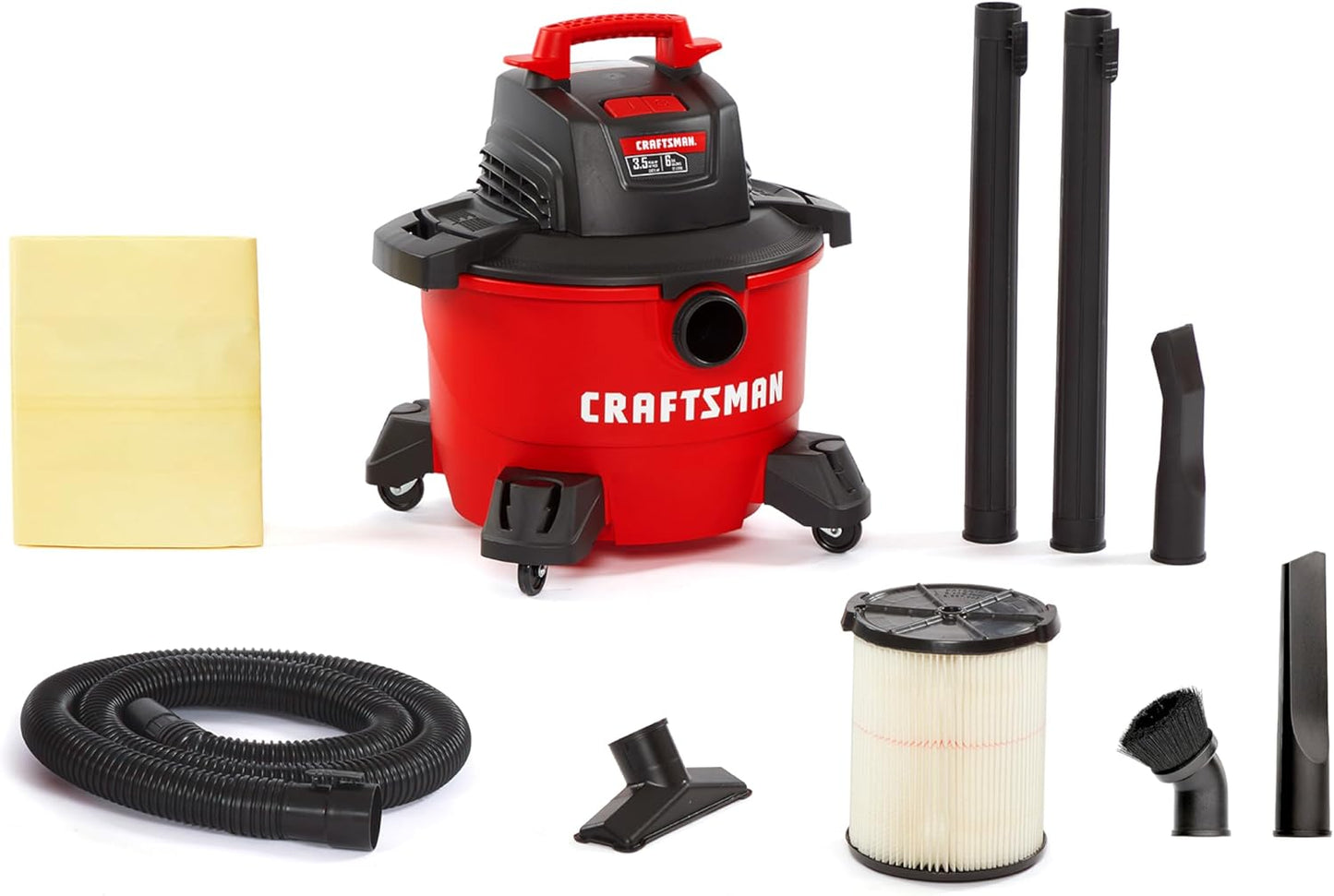 CRAFTSMAN 6 Gallon Wet Dry Vac with Powerful 3.5 Peak HP