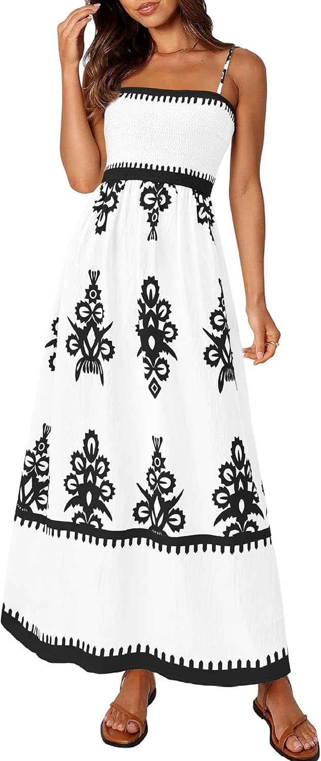 PRETTYGARDEN Summer Dress for Women - Floral Boho Maxi Style