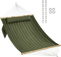 Double Quilted Fabric Hammock with Hardwood Spreader Bars - 450 lb