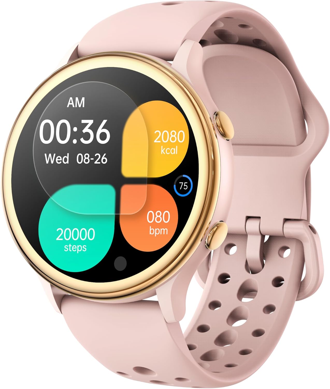 Pink Fitness Smart Watch, Heart Rate Monitor, IP67 Waterproof, Android/iPhone Compatible