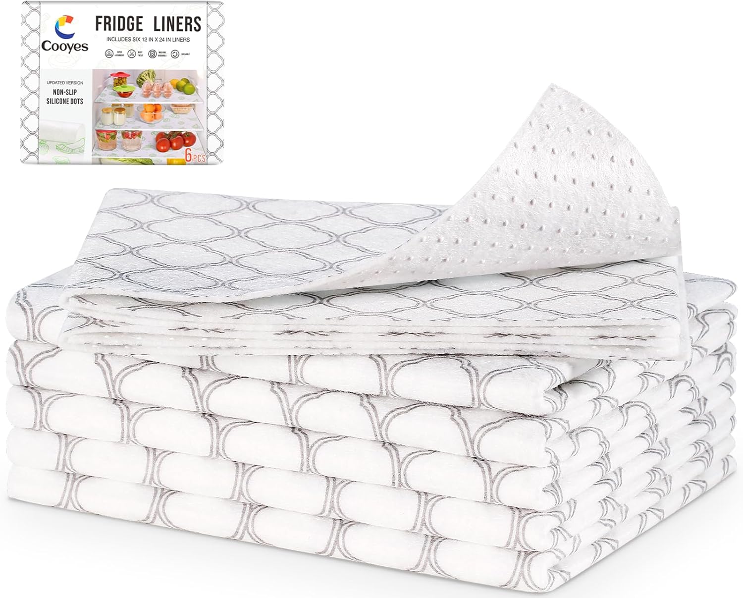 Cooyes Refrigerator Shelf Liners for French Door Fridge, 17.7in