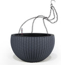 13.5 in Large Self Watering Hanging Planter Gray - Deep Basin