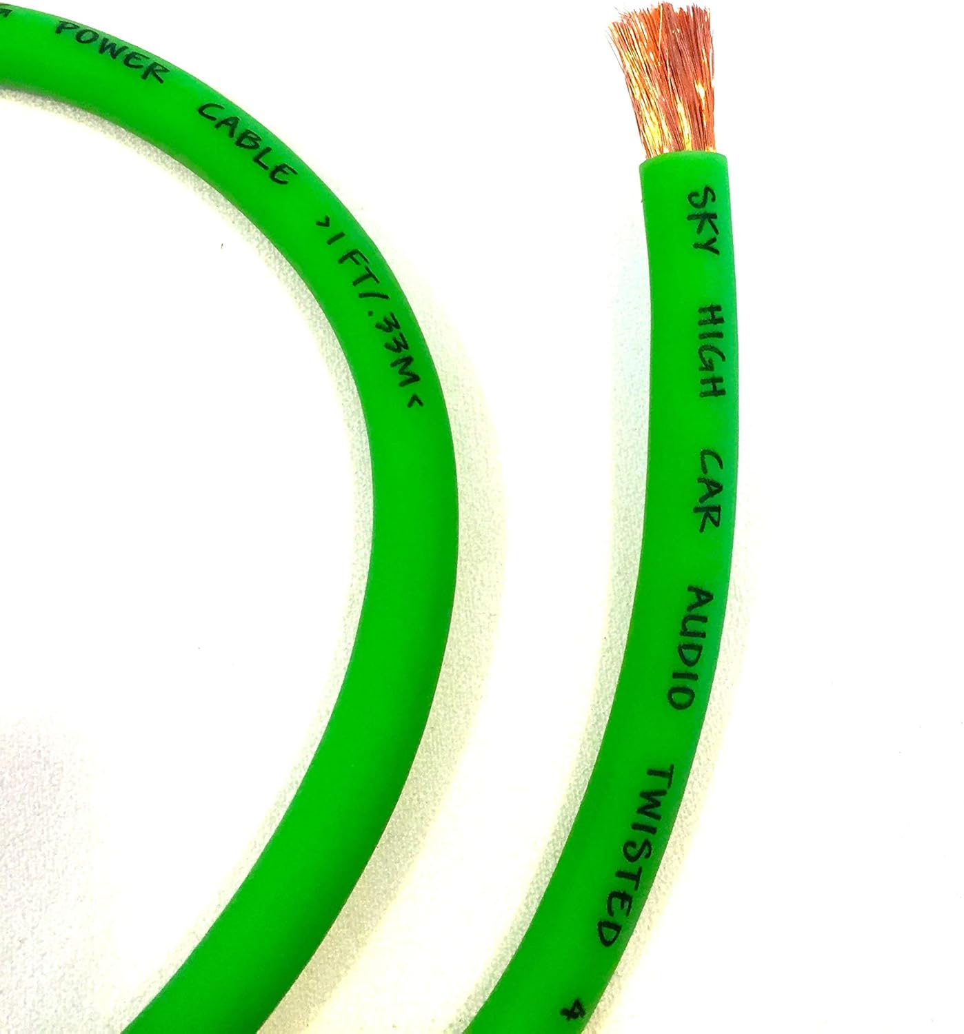 100 ft CCA 4 Gauge Oversized Green Power Ground Wire for Audio