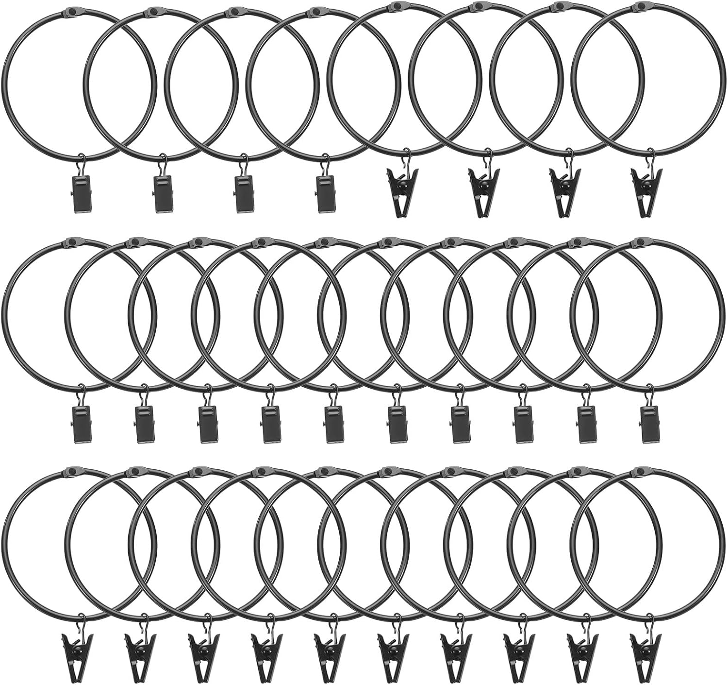 Vintage Rustproof Curtain Rings for Stylish Drapery - 3 Diameter, Pack of 28