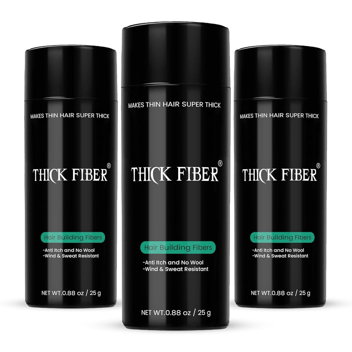THICK FIBER Hair Fibers for Thinning Hair & Bald Spots - 3 Pack