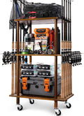 Fishing Rod Holders Garage Rack for 10 Rods - Movable 3-Tier Organizer