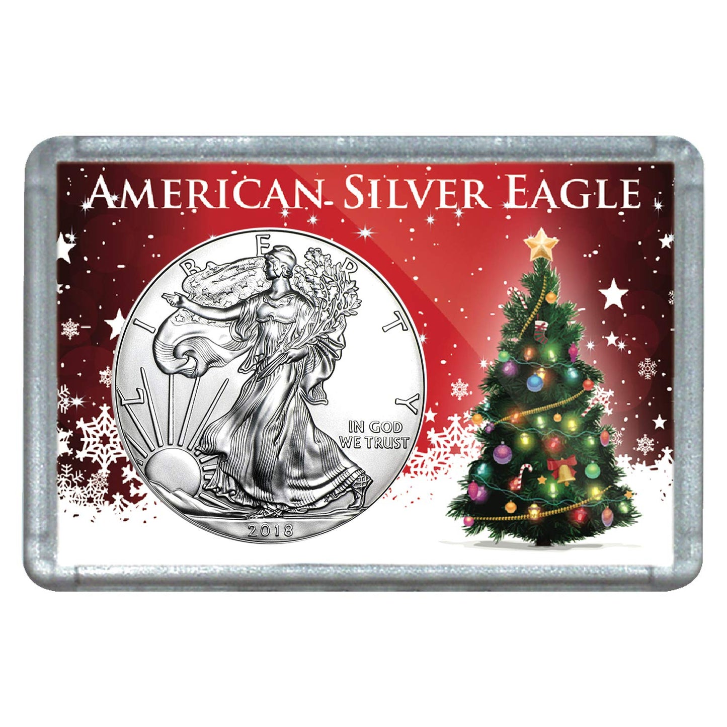 USA 2018 $1 American Silver Eagle Coin with Holiday Holder