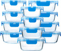 24-Piece Glass Food Storage Containers Set - Airtight Snap Lock Lids