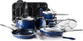 Blue Diamond 20 Piece Nonstick Cookware Set - Durable, Oven Safe