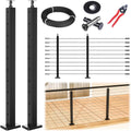 Muzata 5-10ft Modular 36in Black Cable Railing Kit - Complete Set