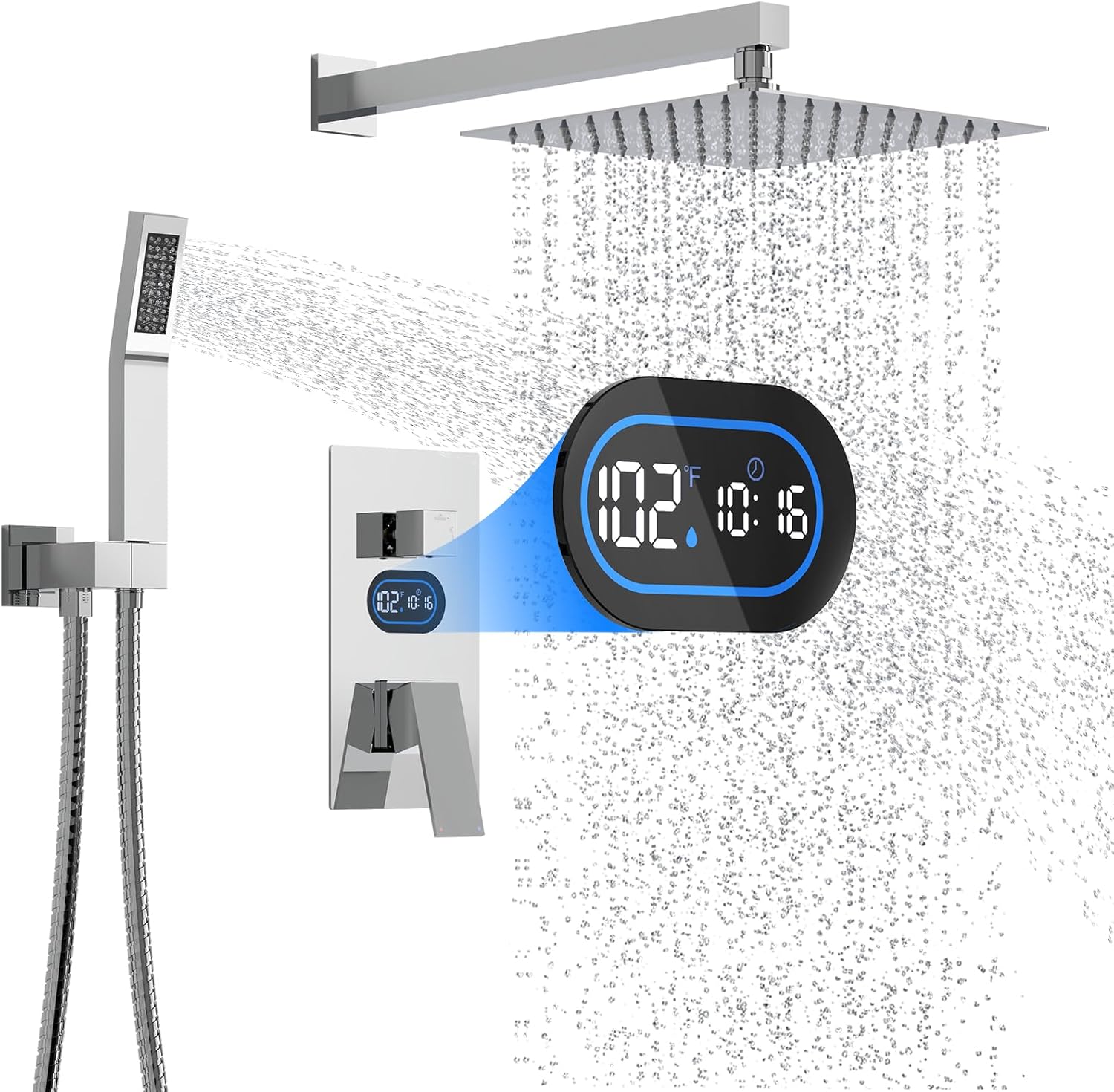 Shower Faucet Set with Hydro Power Temperature Display for Comfort