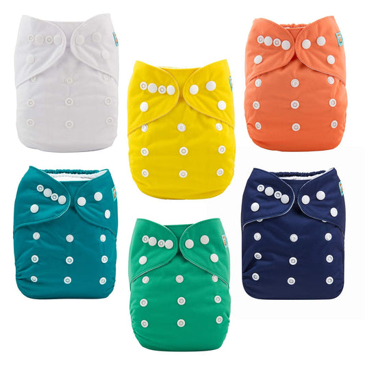 ALVABABY Baby Cloth Diaper 6 Pack with 12 Inserts for Comfort