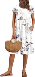 Women's Summer Knee-Length Loose Dress with Pockets - Flattering Fit
