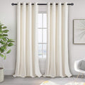 JIUZHEN Ivory Velvet Curtains 96 in - Soundproof, Room Darkening