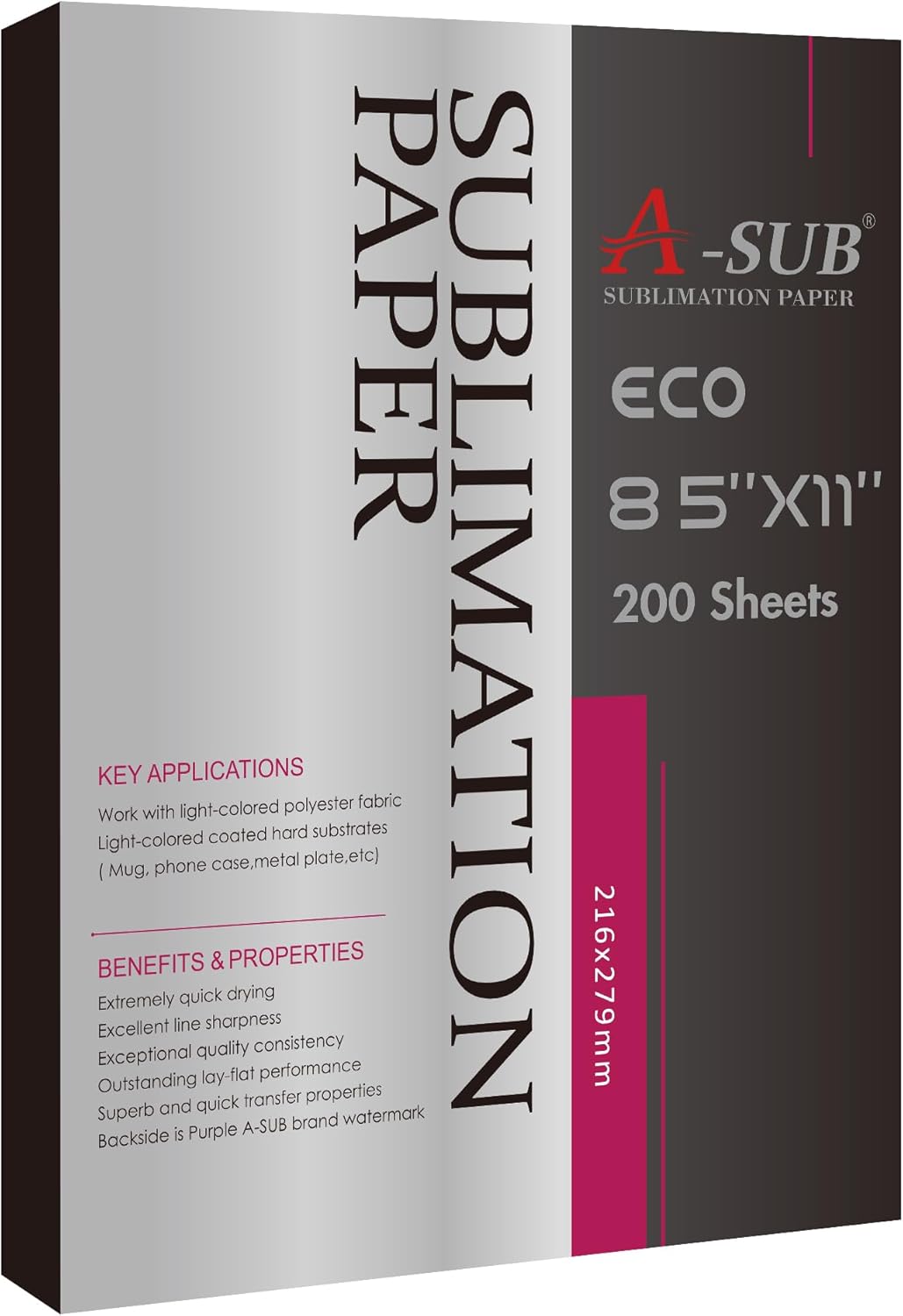 A-SUB 200 Sheets 8.5x11 Sublimation Paper - Ideal for Light Fabrics!