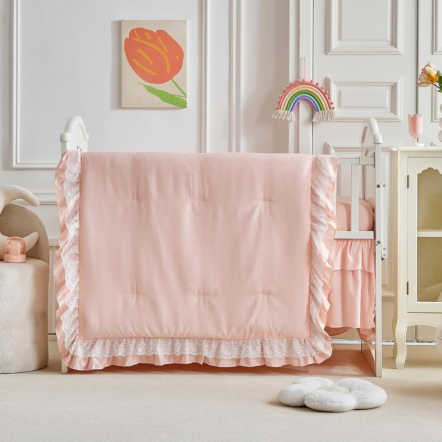 Lace Ruffle Crib Bedding Set for a Cozy Baby Sleep Experience