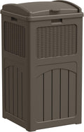 33 Gallon Outdoor Trash Can with Lid - Brown Rattan Resin Patio Bin