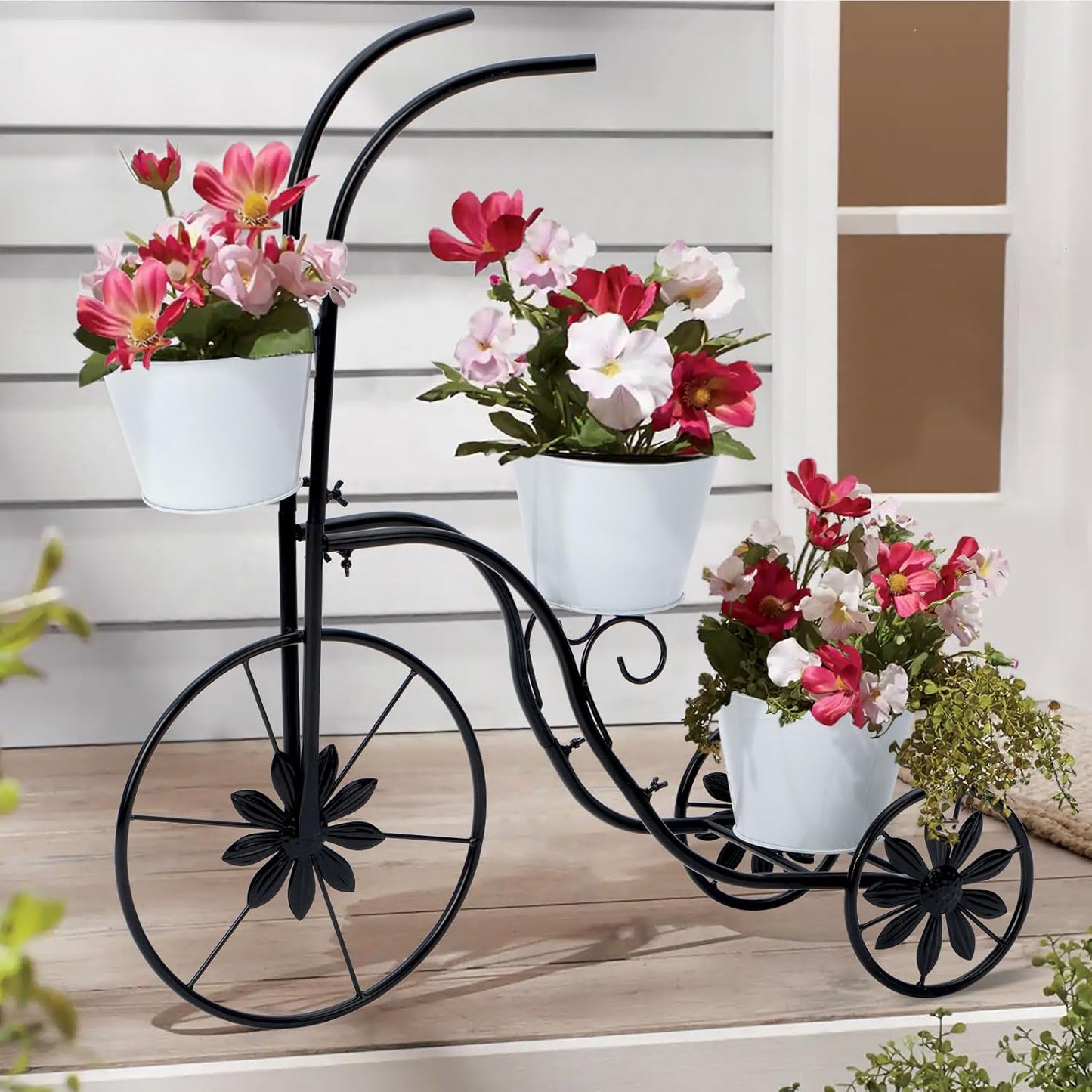 BAYN Bicycle Planter Stand for Outdoor Garden Decor and More