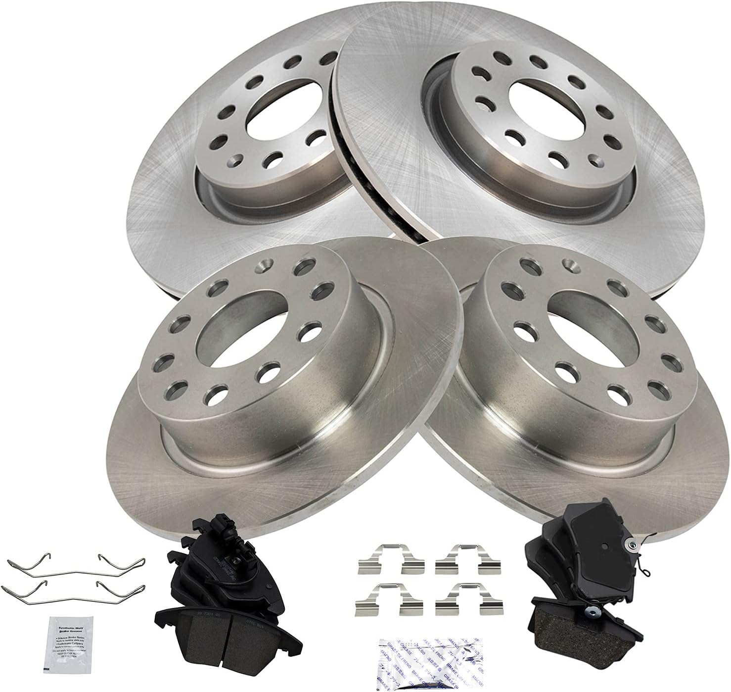 TRQ Front & Rear Brake Pad & Rotor Kit for Volkswagen Vehicles