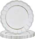 Antique White Plate Chargers 13in Round with Beaded Rim - Elegant