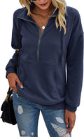 PRETTYGARDEN Women's Half Zip Sweatshirt - Soft Oversized Pullover