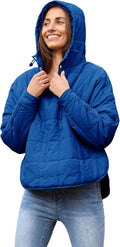 Womens Oversized Puffer Pullover Hoodie - Lightweight Layering