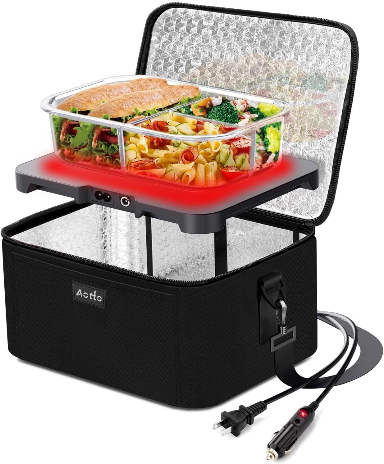 Aotto Portable Electric Lunch Box Warmer - 3-in-1 Car Food Heater