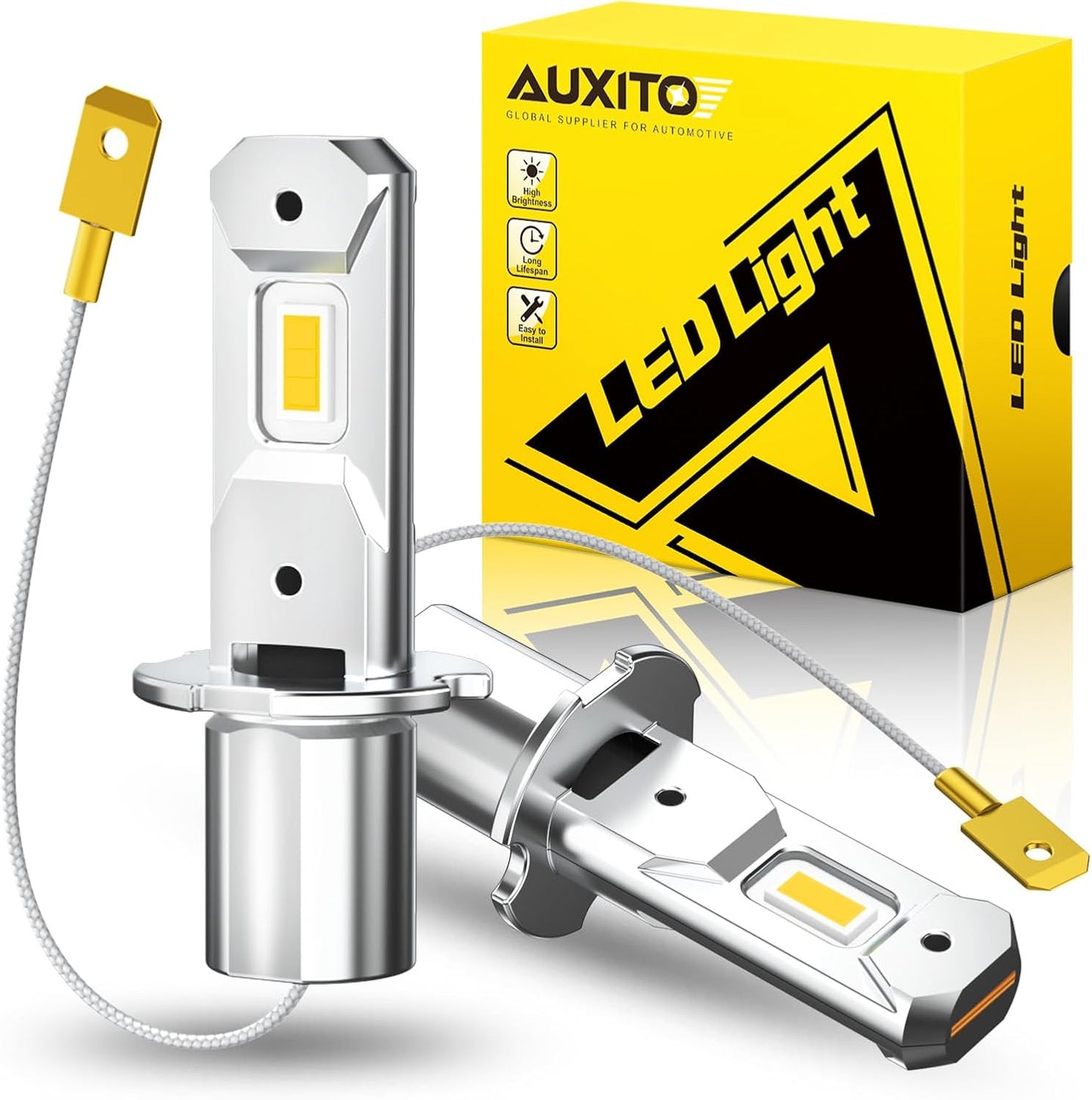 AUXITO H3 LED Bulb Yellow 3000K - 600% Brighter Fog Lights
