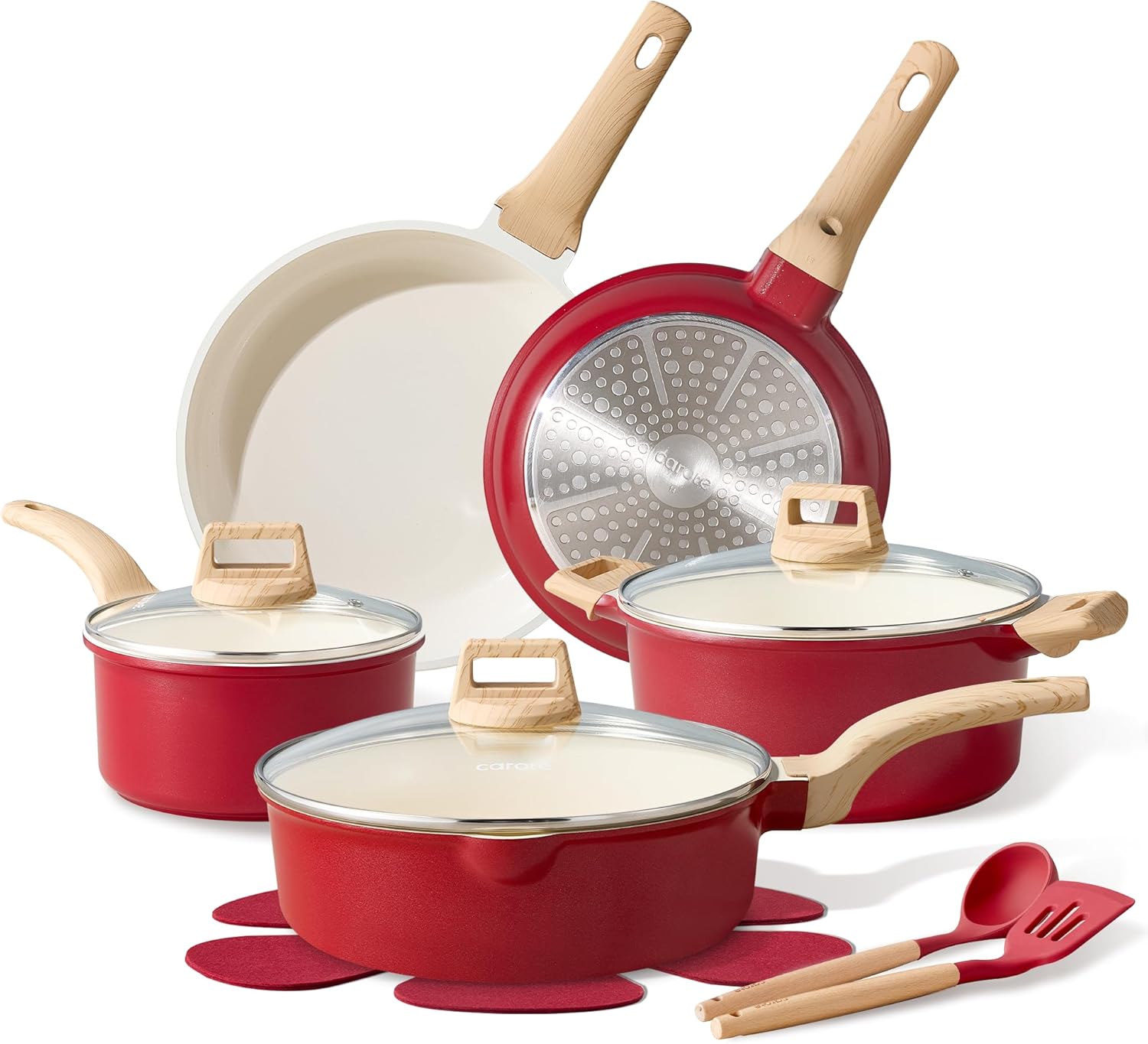 CAROTE 14 Pcs Ceramic Cookware Set for Effortless Cooking
