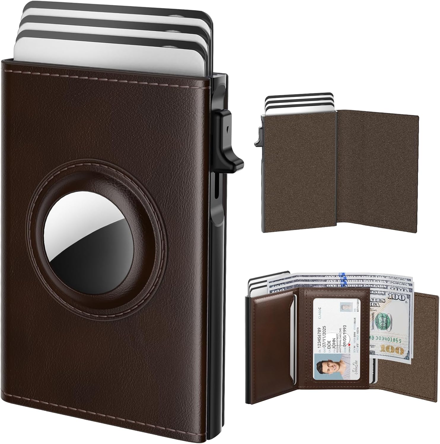 Typecase Mens Wallet Card Holder for AirTag: Slim Leather Wallet