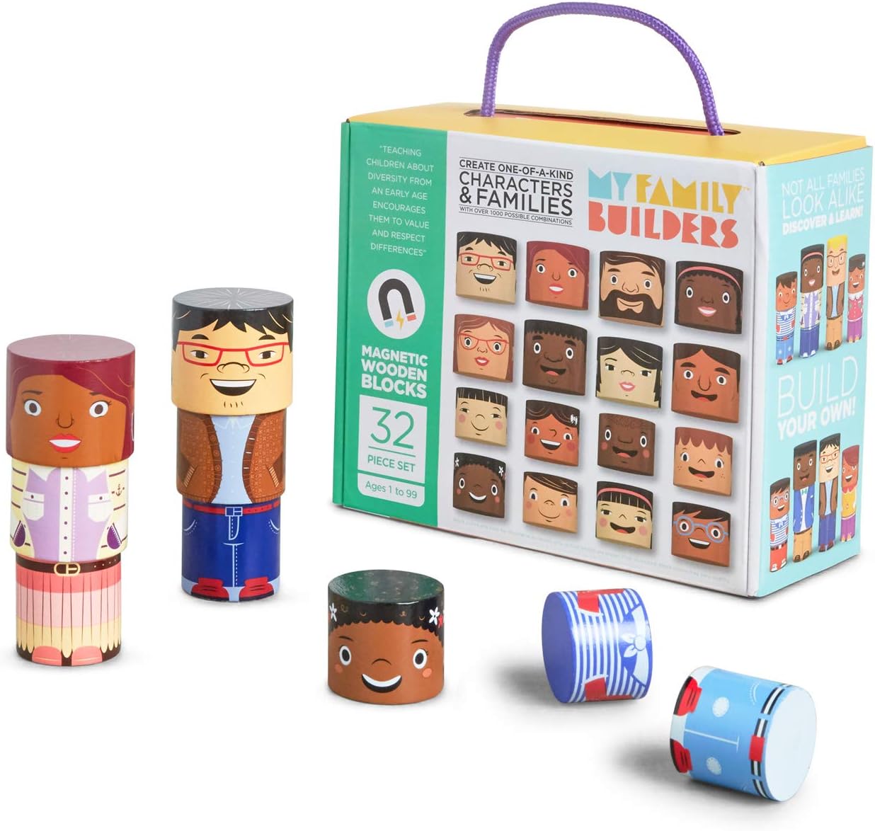 32-Piece Multiracial Magnetic Family Play Set for Kids