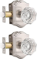 Clear Crystal Door Knobs 2 Pack - Diamond Glass Passage Knobs