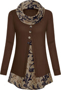 Womens Cowl Neck Long Sleeve Tunic Top - Soft Knit Stretch Fit