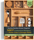 Carbonized Bamboo Kitchen Drawer Organizer 8-Slot Silverware Tray