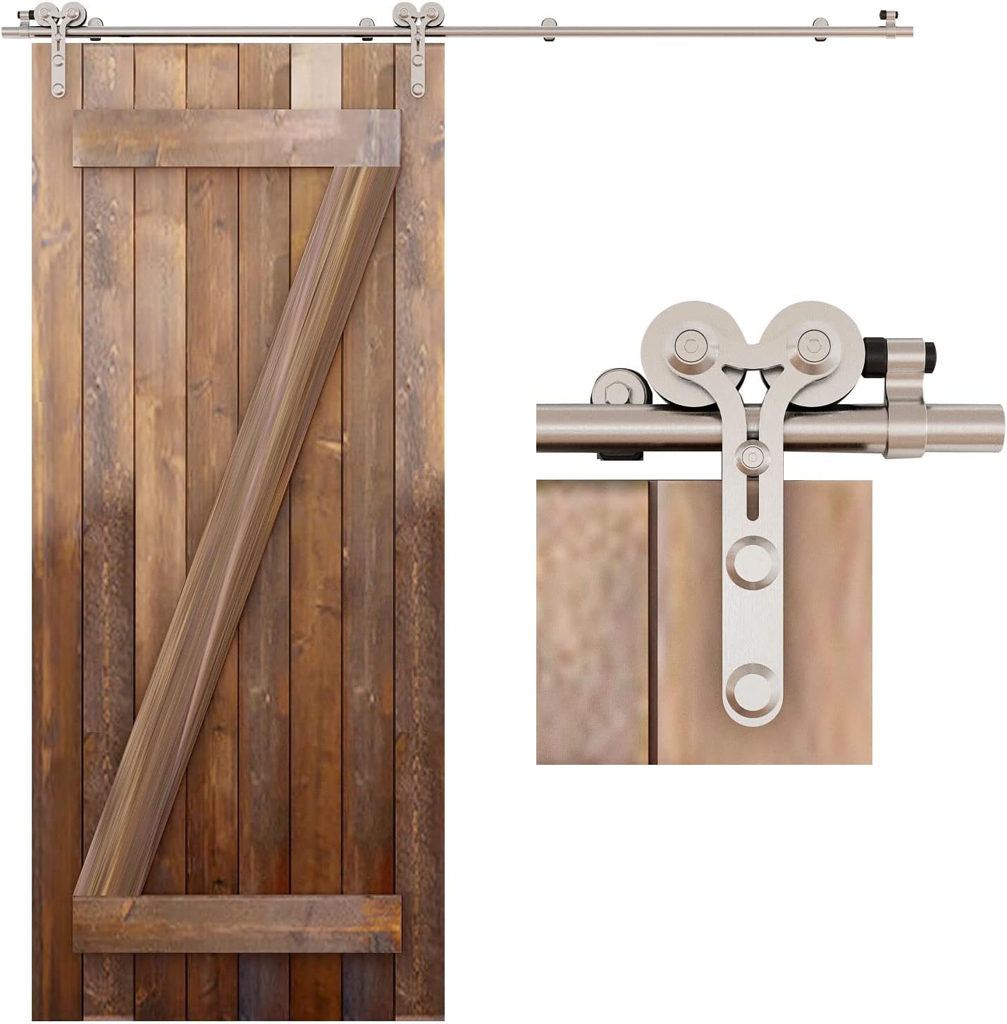 TSMST 5.5FT Sliding Barn Door Hardware Kit for Smooth Operation
