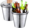 Large Metal Beer Buckets 6 Pack - Galvanized Steel Party Pails