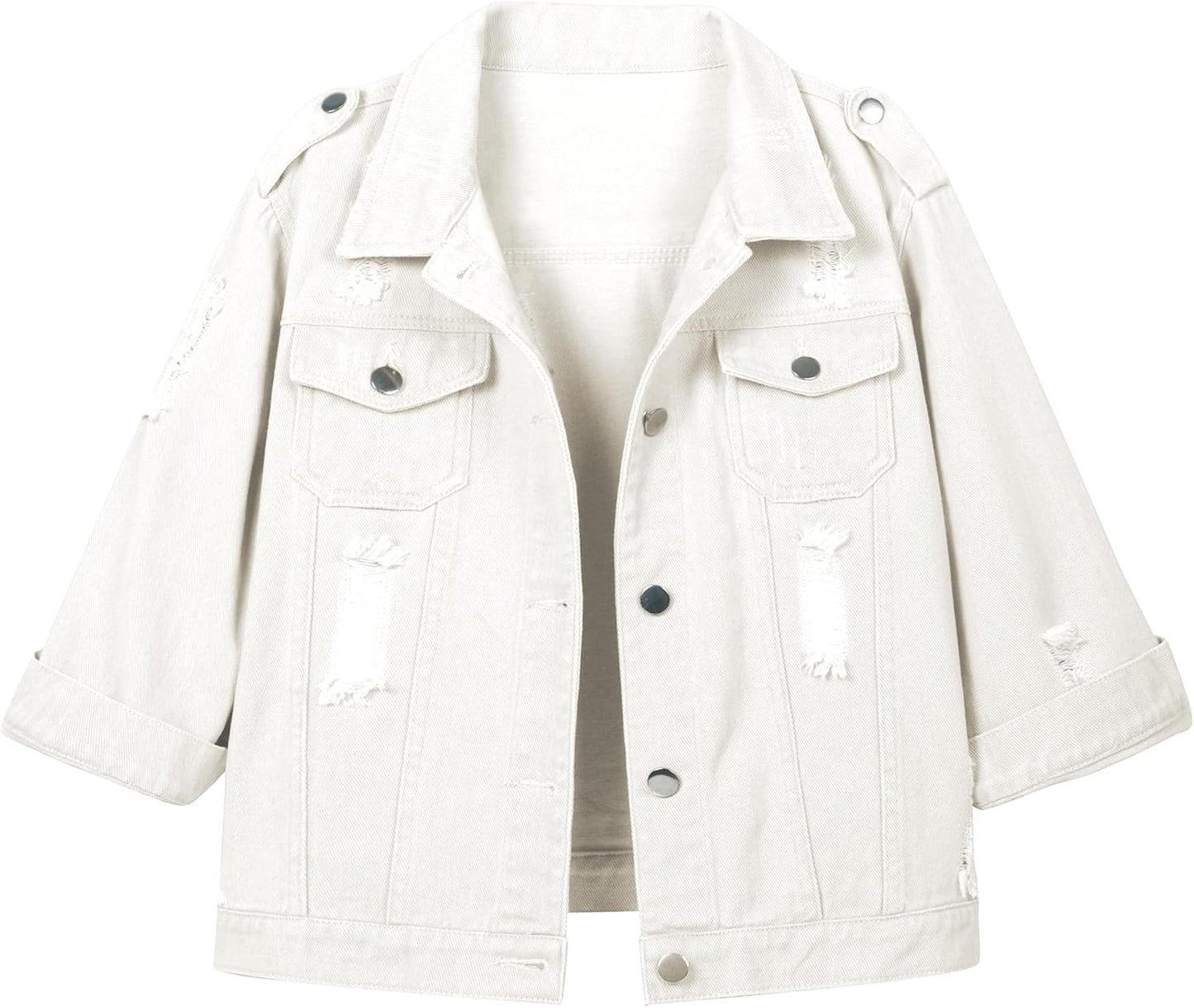 Hixiaohe Women Autumn 3/4 Sleeve Retro Short Denim Jackets