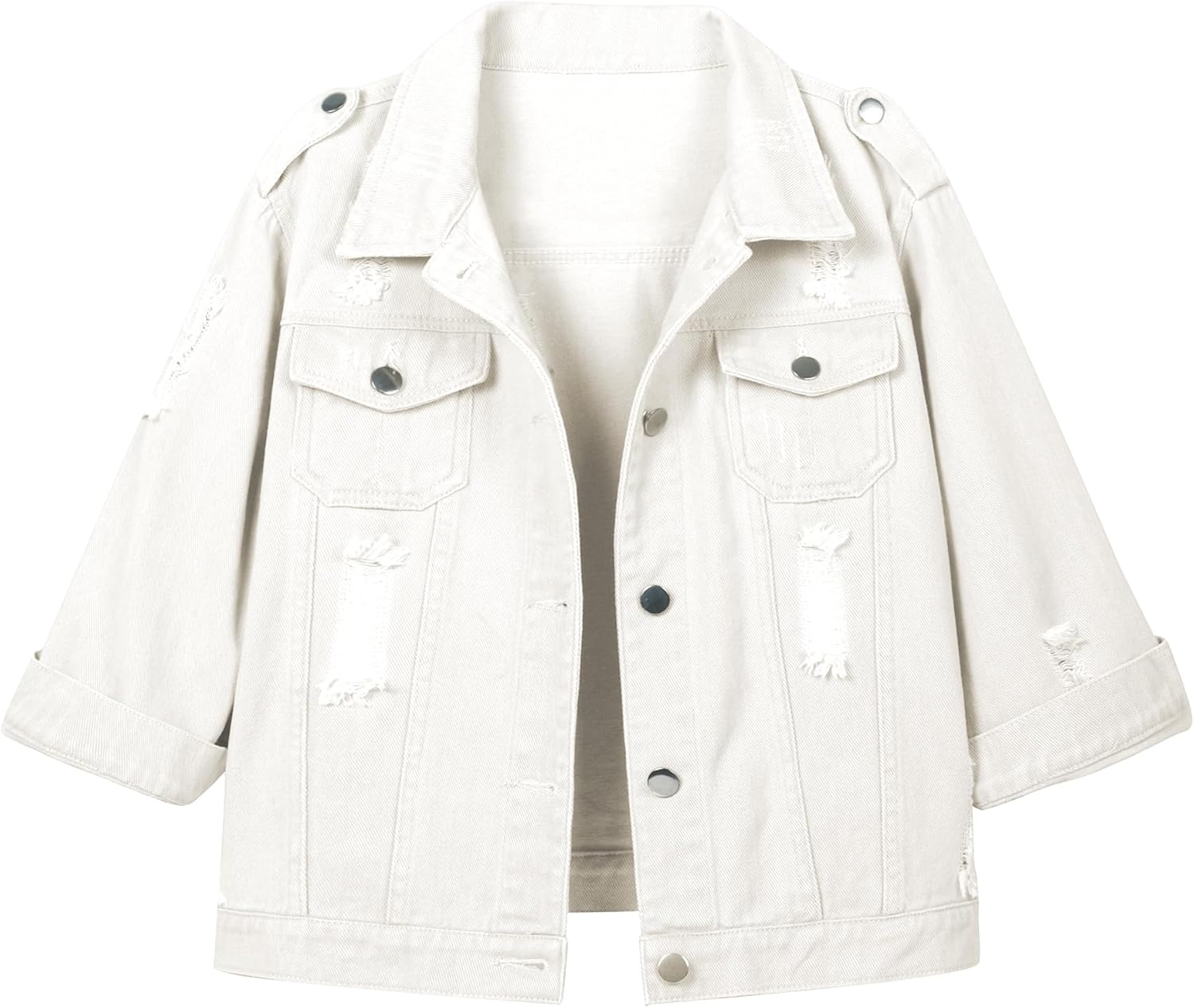 Hixiaohe Women Autumn 3/4 Sleeve Retro Short Denim Jackets