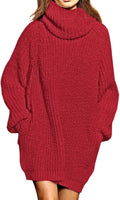 Pink Queen Women's Loose Turtleneck Oversize Sweater (Style K8X9)