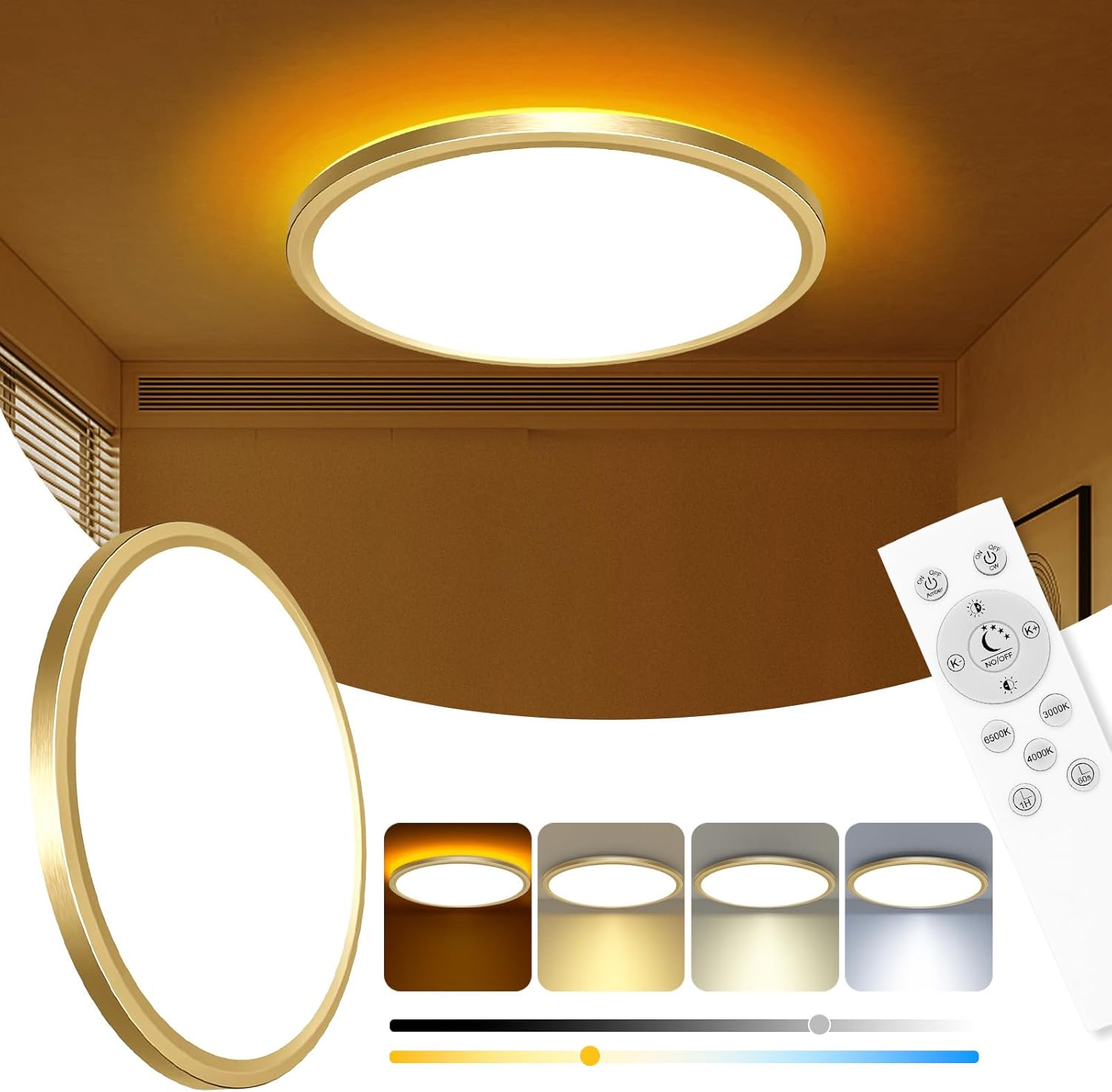 Zemty 12 Inch LED Ceiling Light with Night Light and Remote
