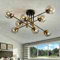 SZXYKEJI 8 Light Glass Globe Ceiling Light Black and Gold - Mid
