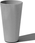 Demi Tall Planter 15in x 26in - Fluted Plastic-Concrete Porch Pot