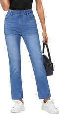 GRAPENT Straight Leg Jeans for Women - Pull On High Waist