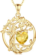 Tree of Life Birthstone Necklace Sterling Silver - Citrine Gift