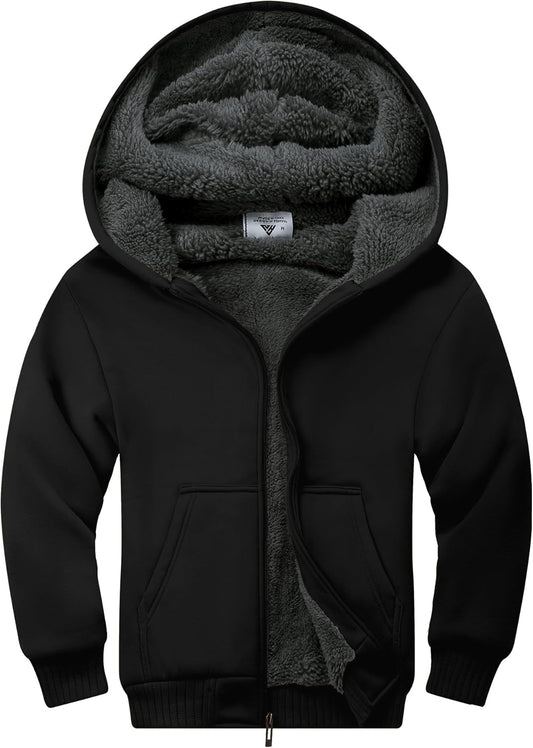 SWISSWELL Fleece Hoodie for Kids - Warm Sherpa Lined Jacket