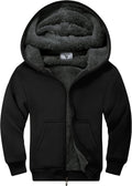 Unisex Kids Fleece Hoodie Sherpa Lined Zip Up Jacket - Warm Layer