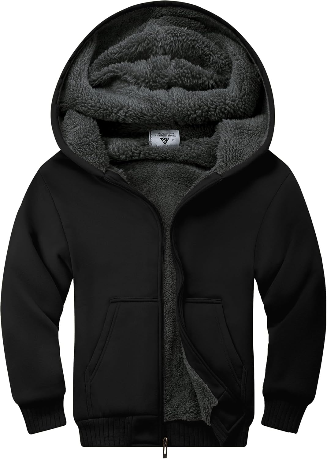Unisex Fleece Hoodie Sherpa Lined Jacket for Kids Winter Wear