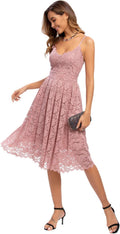 Atnlewhi Womens Spaghetti Strap V Neck Lace A Line Dress (Style V3BV)