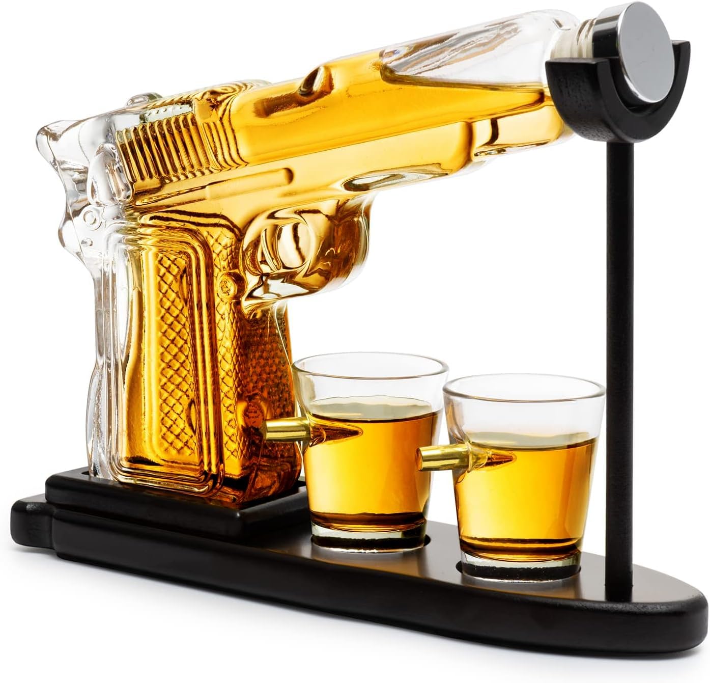Whiskey Gun Decanter Set with Bullet Glasses for Men and Dads