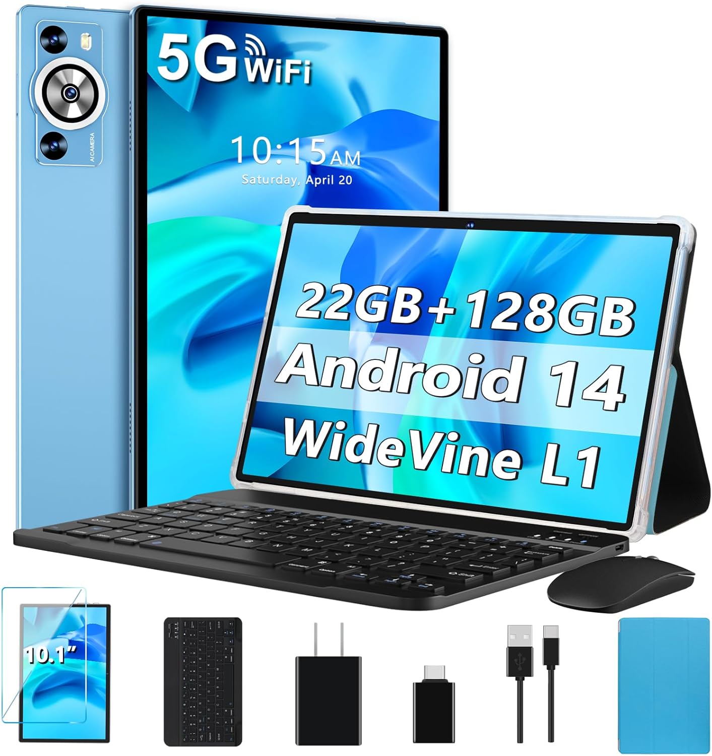 Android 14 Tablet 10.1 Inch with 22GB RAM and 128GB ROM